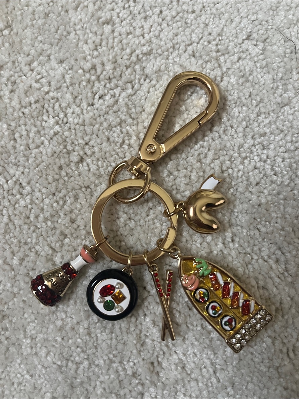 Gold Sushi Purse or Keychain Charm with Multicolor Accents